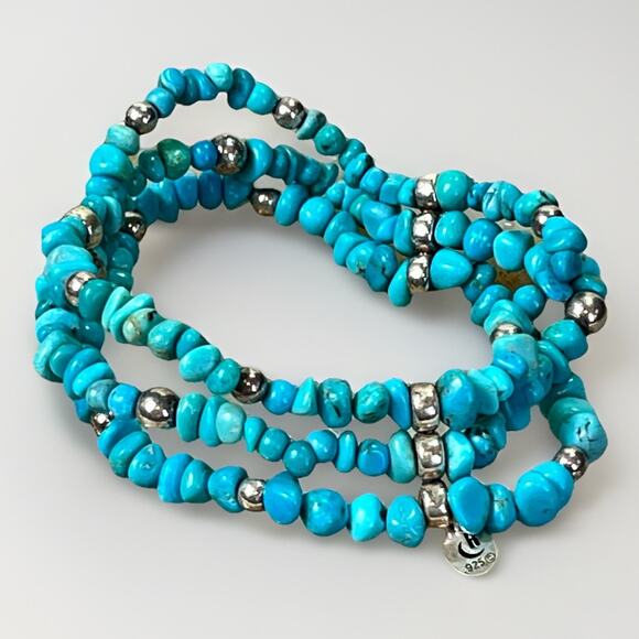 Carolyn Pollack Relios Vintage Turquoise & 925 Bead Coil Wrap Bracelet - Picture 1 of 11